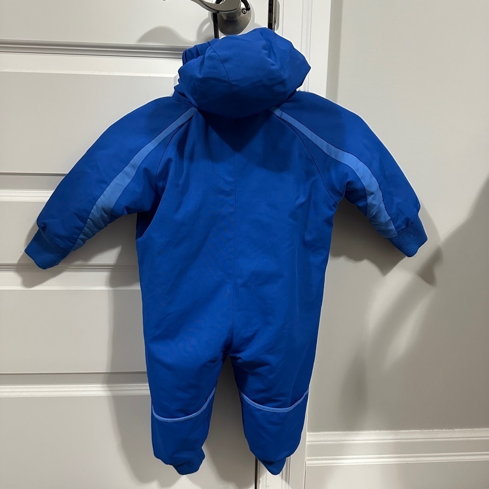 Mossi Vintage Toddler One Piece Snow Suit Blue Train Dual Zipper Size 18 months - Picture 2 of 11